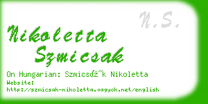 nikoletta szmicsak business card